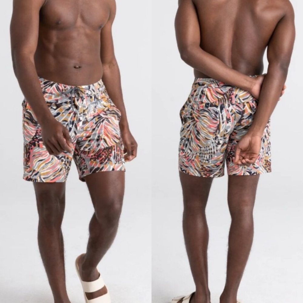 SAXX Betawave 2N1 Swim Boardshort Tropical Abstract Print 7" Liner Sz 34
🧡🎀